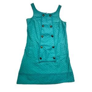 Maeve Dress Women Sz 6 Teal Green Textured A Line Short Button Front Sleeveless